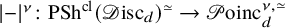 StartAbsoluteValue minus EndAbsoluteValue Superscript nu Baseline colon upper P upper S h Superscript cl Baseline left parenthesis script upper D isc Subscript d Baseline right parenthesis Superscript asymptotically equals Baseline right arrow script upper P oinc Subscript d Superscript nu comma asymptotically equals