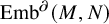 upper E m b Superscript partial differential Baseline left parenthesis upper M comma upper N right parenthesis