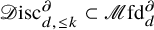 script upper D isc Subscript d comma less than or equals k Superscript partial differential Baseline subset of script upper M fd Subscript d Superscript partial differential