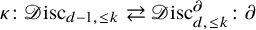 kappa colon script upper D isc Subscript d minus 1 comma less than or equals k Baseline right arrow over left arrow script upper D isc Subscript d comma less than or equals k Superscript partial differential Baseline colon partial differential
