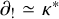 partial differential Subscript factorial Baseline asymptotically equals kappa Superscript asterisk