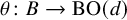 theta colon upper B right arrow upper B upper O left parenthesis d right parenthesis
