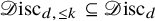 script upper D isc Subscript d comma less than or equals k Baseline subset of or equal to script upper D isc Subscript d