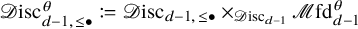 script upper D isc Subscript d minus 1 comma less than or equals bullet Superscript theta colon equals script upper D isc Subscript d minus 1 comma less than or equals bullet times Subscript script upper D isc Sub Subscript d minus 1 Baseline script upper M fd Subscript d minus 1 Superscript theta