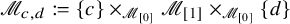script upper M Subscript c comma d Baseline colon equals StartSet c EndSet times Subscript script upper M Sub Subscript left bracket 0 right bracket Baseline script upper M Subscript left bracket 1 right bracket Baseline times Subscript script upper M Sub Subscript left bracket 0 right bracket Baseline StartSet d EndSet