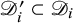script upper D prime Subscript i Baseline subset of script upper D Subscript i