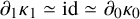 partial differential Subscript 1 Baseline kappa 1 asymptotically equals id asymptotically equals partial differential Subscript 0 Baseline kappa 0