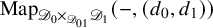 upper M a p Subscript script upper D 0 times Sub Subscript script upper D 01 Subscript script upper D 1 Baseline left parenthesis minus comma left parenthesis d 0 comma d 1 right parenthesis right parenthesis