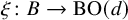 xi colon upper B right arrow upper B upper O left parenthesis d right parenthesis