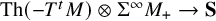 upper T h left parenthesis minus upper T Superscript t Baseline upper M right parenthesis circled times normal upper Sigma Superscript infinity Baseline upper M Subscript plus Baseline right arrow bold upper S