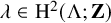 lamda element of normal upper H squared left parenthesis normal upper Lamda semicolon bold upper Z right parenthesis