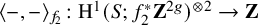 left angle bracket minus comma minus right angle bracket Subscript f 2 Baseline colon normal upper H Superscript 1 Baseline left parenthesis upper S semicolon f 2 Superscript asterisk Baseline bold upper Z Superscript 2 g Baseline right parenthesis Superscript circled times 2 Baseline right arrow bold upper Z