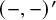 left parenthesis minus comma minus right parenthesis prime