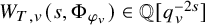 upper W Subscript upper T comma v Baseline left parenthesis s comma normal upper Phi Subscript phi Sub Subscript v Subscript Baseline right parenthesis element of double struck upper Q left bracket q Subscript v Superscript minus 2 s Baseline right bracket