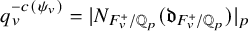 q Subscript v Superscript minus c left parenthesis psi Super Subscript v Superscript right parenthesis Baseline equals StartAbsoluteValue upper N Subscript upper F Sub Subscript v Sub Superscript plus Subscript divided by double struck upper Q Sub Subscript p Subscript Baseline left parenthesis German d Subscript upper F Sub Subscript v Sub Superscript plus Subscript divided by double struck upper Q Sub Subscript p Subscript Baseline right parenthesis EndAbsoluteValue Subscript p