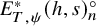 upper E Subscript upper T comma psi Superscript asterisk Baseline left parenthesis h comma s right parenthesis Subscript n Superscript ring
