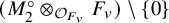 left parenthesis upper M 2 Superscript ring Baseline circled times Subscript script upper O Sub Subscript upper F Sub Sub Subscript v Sub Subscript Subscript Baseline upper F Subscript v Baseline right parenthesis minus StartSet 0 EndSet
