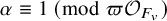 alpha identical to 1 left parenthesis mod pi script upper O Subscript upper F Sub Subscript v Subscript Baseline right parenthesis