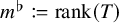 m Superscript normal flat Baseline colon equals q rank left parenthesis upper T right parenthesis