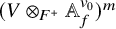 left parenthesis upper V circled times Subscript upper F Sub Superscript plus Subscript Baseline double struck upper A Subscript f Superscript v 0 Baseline right parenthesis Superscript m