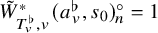 upper W overtilde Subscript upper T Sub Subscript v Sub Superscript normal flat Subscript comma v Superscript asterisk Baseline left parenthesis a Subscript v Superscript normal flat Baseline comma s 0 right parenthesis Subscript n Superscript ring Baseline equals 1
