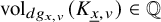 vol Subscript d g Sub Subscript x comma v Baseline left parenthesis upper K Subscript x underbar comma v Baseline right parenthesis element of double struck upper Q