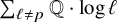 sigma summation Underscript script l not equals p Endscripts double struck upper Q dot log script l