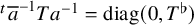 Superscript t Baseline a overbar Superscript negative 1 Baseline upper T a Superscript negative 1 Baseline equals diag left parenthesis 0 comma upper T Superscript normal flat Baseline right parenthesis