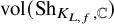 vol left parenthesis upper S h Subscript upper K Sub Subscript upper L comma f Subscript comma double struck upper C Baseline right parenthesis