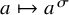 a right arrow from bar a Superscript sigma
