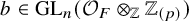 b element of upper G upper L Subscript n Baseline left parenthesis script upper O Subscript upper F Baseline circled times Subscript double struck upper Z Baseline double struck upper Z Subscript left parenthesis p right parenthesis Baseline right parenthesis