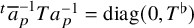Superscript t Baseline a overbar Subscript p Superscript negative 1 Baseline upper T a Subscript p Superscript negative 1 Baseline equals diag left parenthesis 0 comma upper T Superscript normal flat Baseline right parenthesis