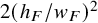 2 left parenthesis h Subscript upper F Baseline divided by w Subscript upper F Baseline right parenthesis squared