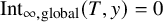 upper I n t Subscript infinity comma global Baseline left parenthesis upper T comma y right parenthesis equals 0