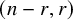 left parenthesis n minus r comma r right parenthesis