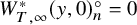 upper W Subscript upper T comma infinity Superscript asterisk Baseline left parenthesis y comma 0 right parenthesis Subscript n Superscript ring Baseline equals 0