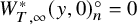 upper W Subscript upper T comma infinity Superscript asterisk Baseline left parenthesis y comma 0 right parenthesis Subscript n Superscript ring Baseline equals 0