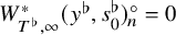 upper W Subscript upper T Sub Superscript normal flat Subscript comma infinity Superscript asterisk Baseline left parenthesis y Superscript normal flat Baseline comma s 0 Superscript normal flat Baseline right parenthesis Subscript n Superscript ring Baseline equals 0