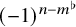 left parenthesis negative 1 right parenthesis Superscript n minus m Super Superscript normal flat