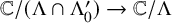 double struck upper C divided by left parenthesis normal upper Lamda intersection normal upper Lamda prime 0 right parenthesis right arrow double struck upper C divided by normal upper Lamda