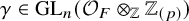 gamma element of upper G upper L Subscript n Baseline left parenthesis script upper O Subscript upper F Baseline circled times Subscript double struck upper Z Baseline double struck upper Z Subscript left parenthesis p right parenthesis Baseline right parenthesis