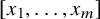 left bracket x 1 comma ellipsis comma x Subscript m Baseline right bracket