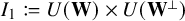upper I 1 colon equals q upper U left parenthesis bold upper W right parenthesis times upper U left parenthesis bold upper W Superscript up tack Baseline right parenthesis