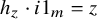 h Subscript z Baseline dot i 1 Subscript m Baseline equals z