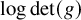 log det left parenthesis g right parenthesis
