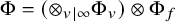 normal upper Phi equals left parenthesis circled times Underscript v vertical bar infinity Endscripts normal upper Phi Subscript v Baseline right parenthesis circled times normal upper Phi Subscript f