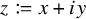z colon equals q x plus i y