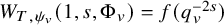 upper W Subscript upper T comma psi Sub Subscript v Subscript Baseline left parenthesis 1 comma s comma normal upper Phi Subscript v Baseline right parenthesis equals f left parenthesis q Subscript v Superscript minus 2 s Baseline right parenthesis