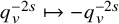 q Subscript v Superscript minus 2 s Baseline right arrow from bar minus q Subscript v Superscript minus 2 s
