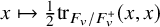 x right arrow from bar one half trace Subscript upper F Sub Subscript v Subscript divided by upper F Sub Subscript v Sub Superscript plus Baseline left parenthesis x comma x right parenthesis